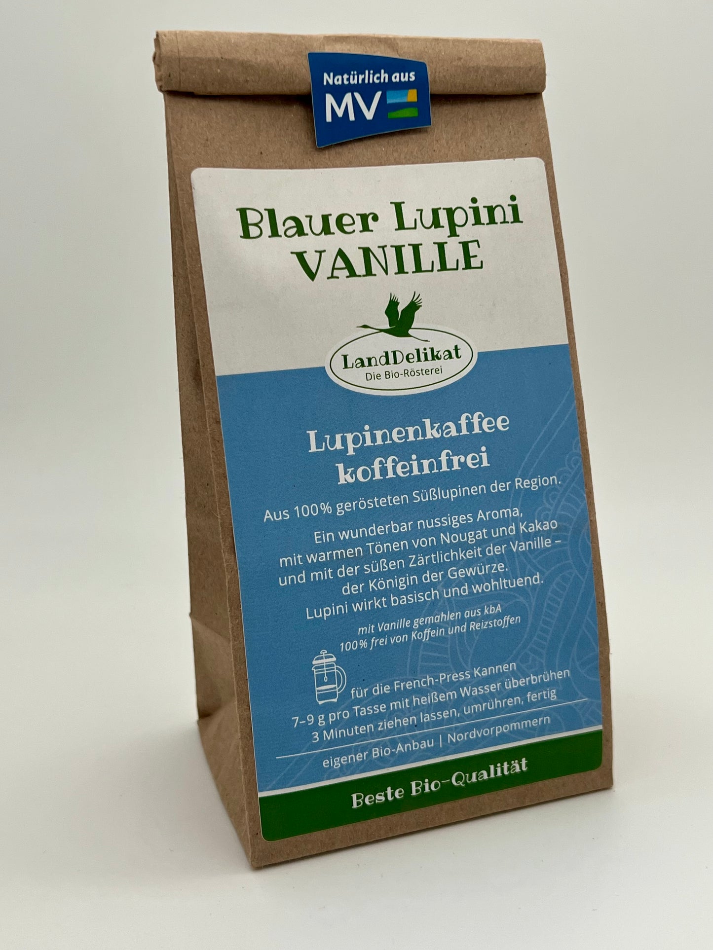 Blauer Lupini Kaffee Vanille
