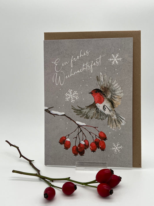Klappkarte „Rotkehlchen im Anflug“ KLK 15586
