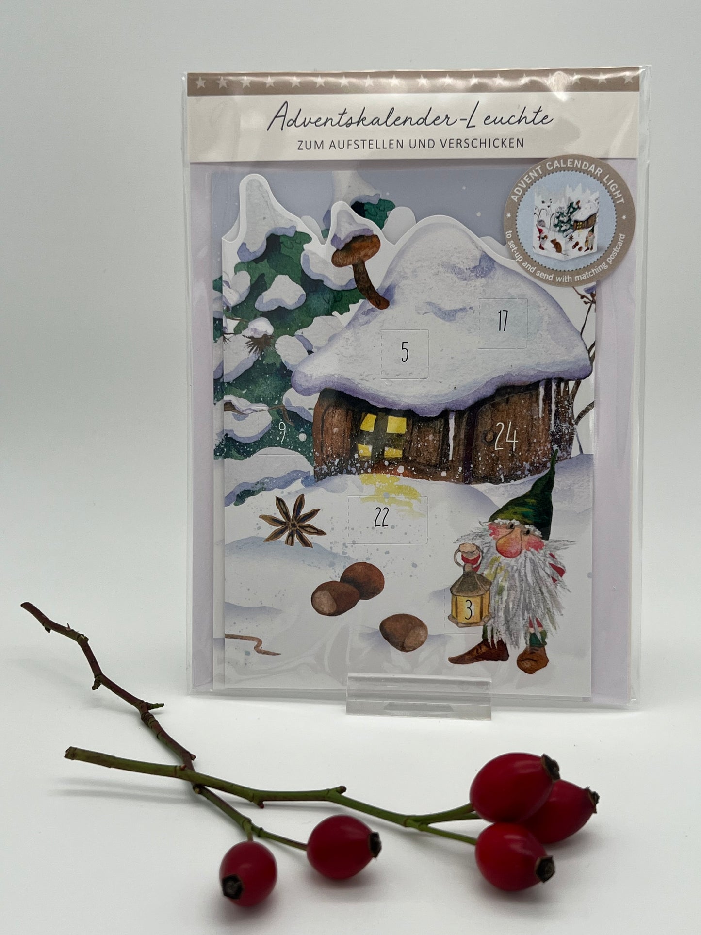 Adventskalender-Leuchte Zwerg im Schnee AKL 00718